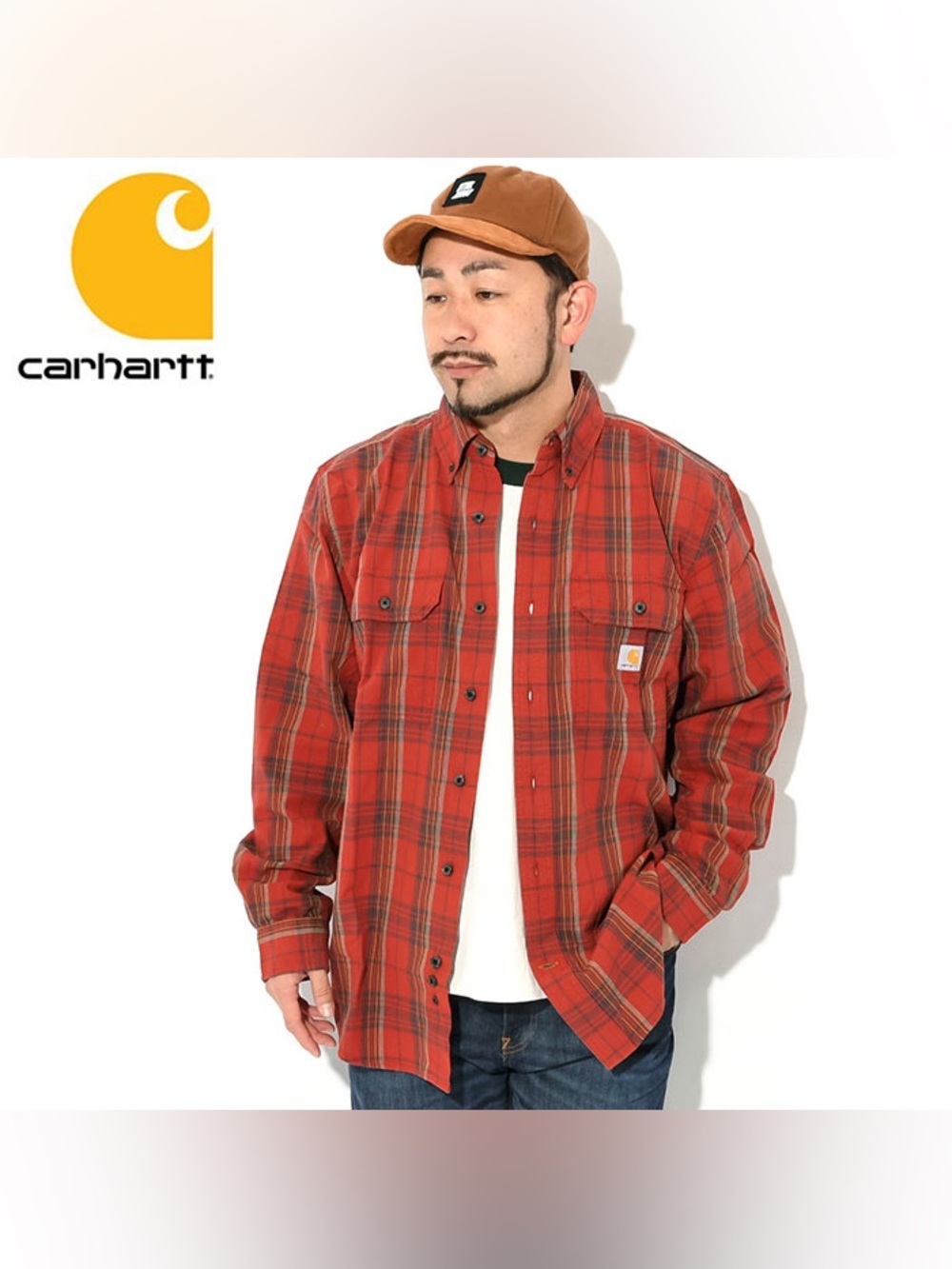 Carhartt Men's Red Plaid Button Down Shirt